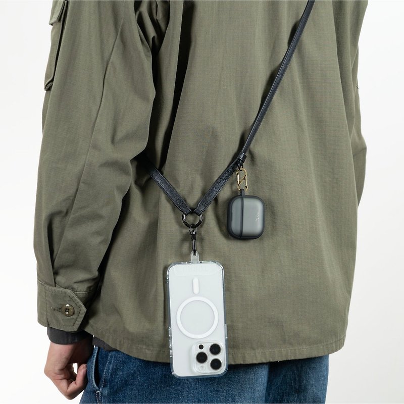 [New Product] PU Leather Cell Phone Lanyard Strap | Black - เชือก/สายคล้อง - หนังเทียม สีดำ