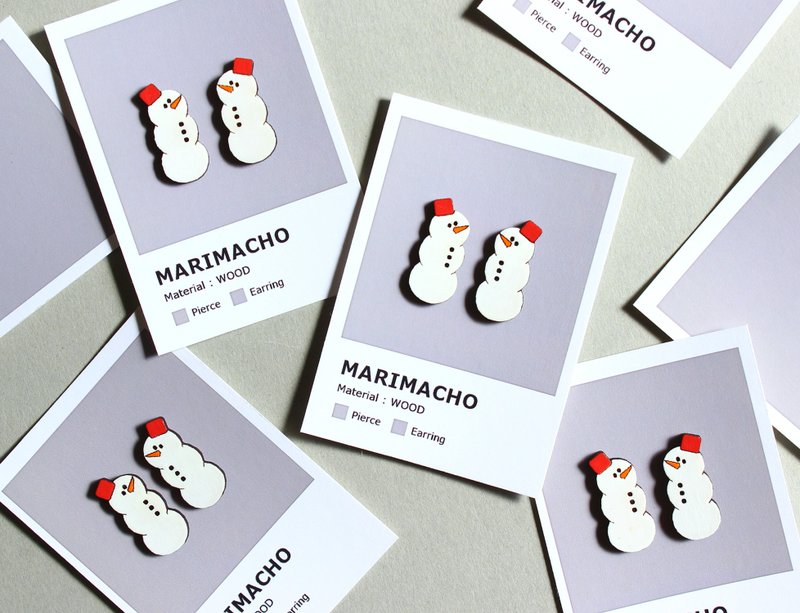 木製耳環 - 耳環/耳夾 - 木頭 白色