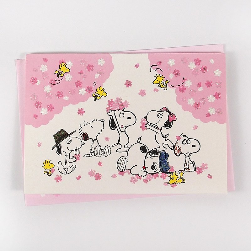 Snoopy 在櫻花樹下好幸福喔【Hallmark 立體卡片 恭喜道賀】 - 心意卡/卡片 - 紙 粉紅色