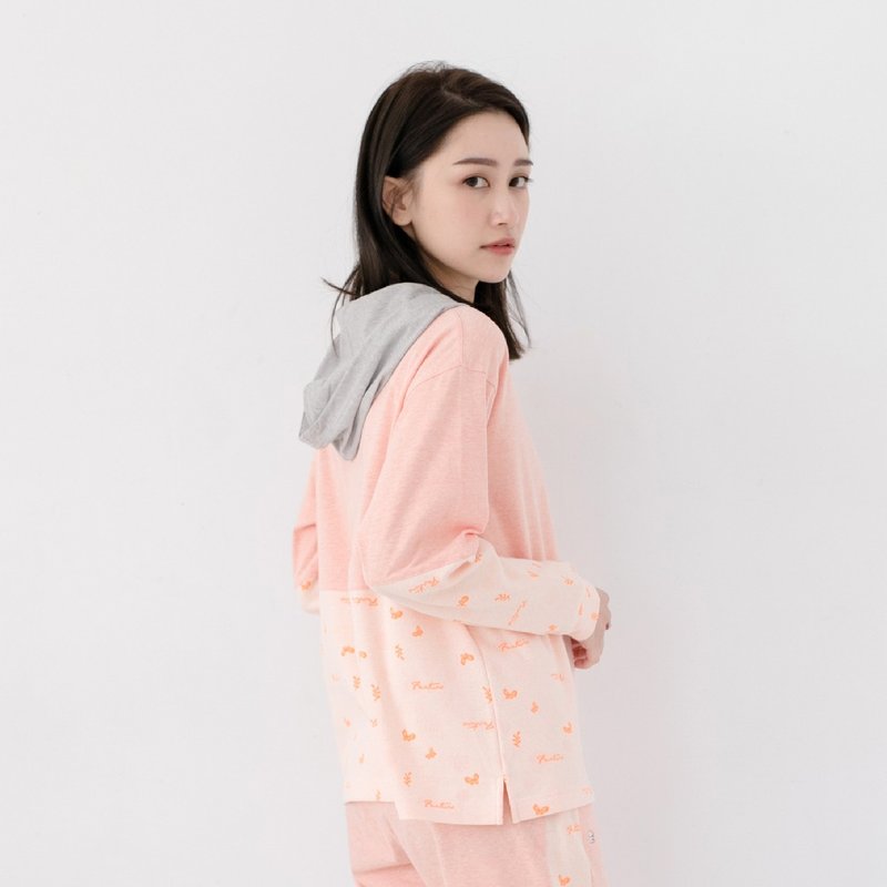 UMORFIL膠原蛋白MIT有機棉拼接居家服/居家服-拼接橘 - 睡衣/居家服 - 棉．麻 橘色