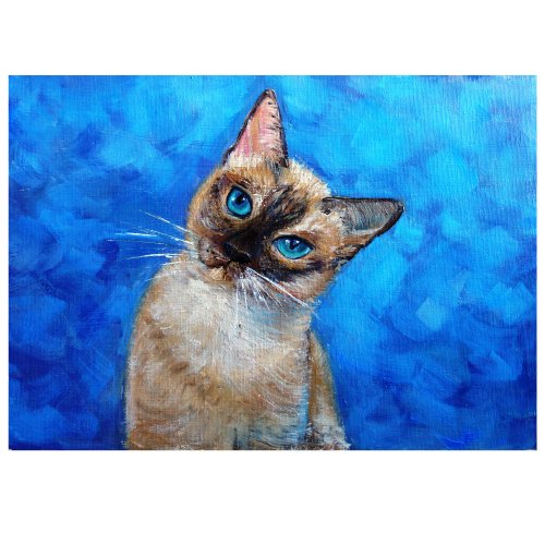 シャム猫絵画油絵動物ペットオリジナルアート動物アートワーク