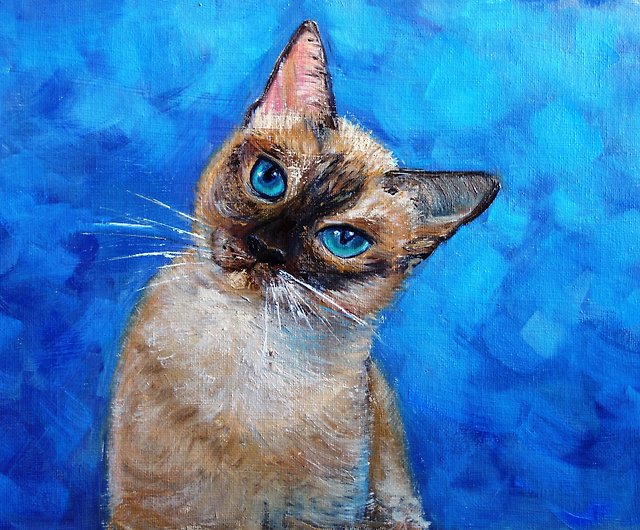 １着でも送料無料】 猫 オリジナル 原画 油彩手描き 油絵 猫じゃらし 