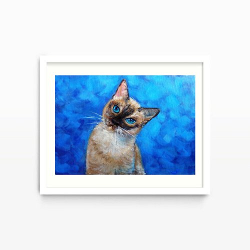 シャム猫絵画油絵動物ペットオリジナルアート動物アートワーク