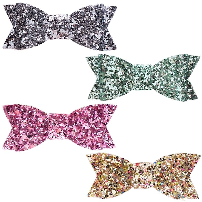 Sequined bow hairpin four sets of all-inclusive cloth handmade hair accessories Sparkle Stretch Bow - เครื่องประดับผม - เส้นใยสังเคราะห์ หลากหลายสี