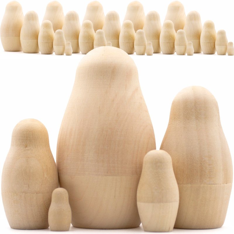 Blank Nesting Dolls Lot 5 Set by 5 pcs - Wood Painting Crafts - Unpainted Dolls - 木工/竹藝/紙雕 - 木頭 