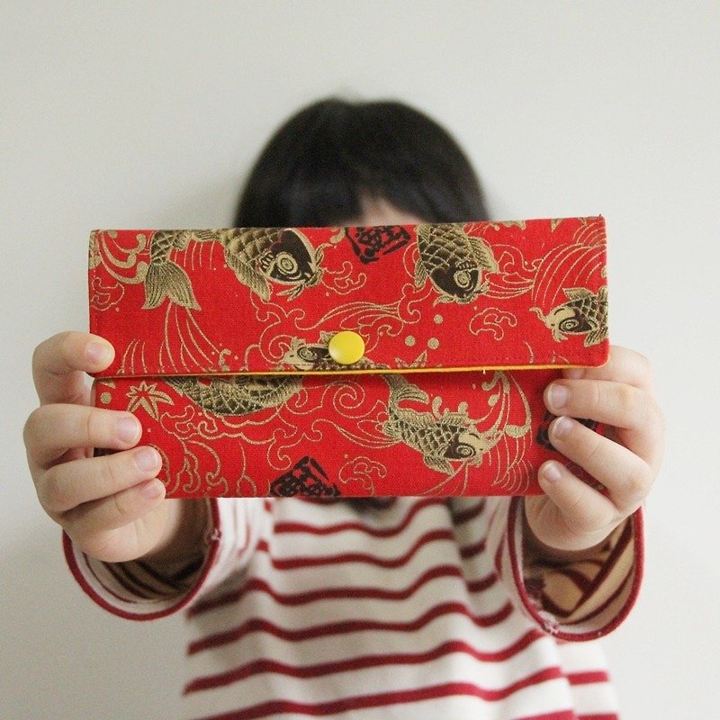 Everything goes smoothly red envelope bag-hand-made red envelope bag wedding cloth red envelope bag horizontal red envelope bag cute storage bag sanitary napkin storage bag - Wallets - Cotton & Hemp Red