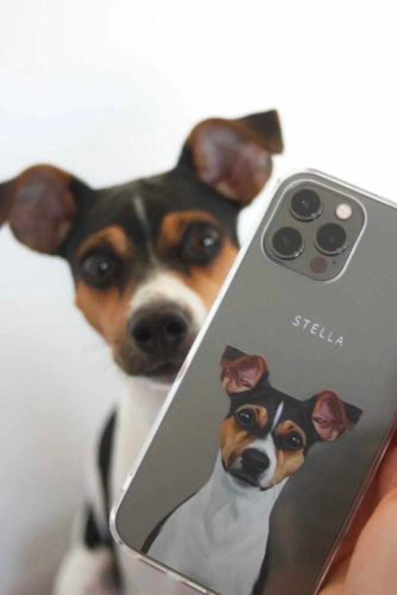個性化手工寵物自畫像手機殼 客製化手繪iPhone手機殼毛孩子肖像 - 手機殼/手機套 - 其他材質 多色