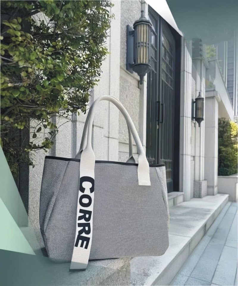 CORRE【LI078】linen portable tote briefcase - Handbags & Totes - Cotton & Hemp Gray