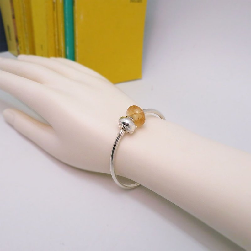 純銀寶石手環 黃水晶扁珠款 銀珠鈴鐺款 十一月誕生石 手圍可選 - 手鍊/手環 - 純銀 金色