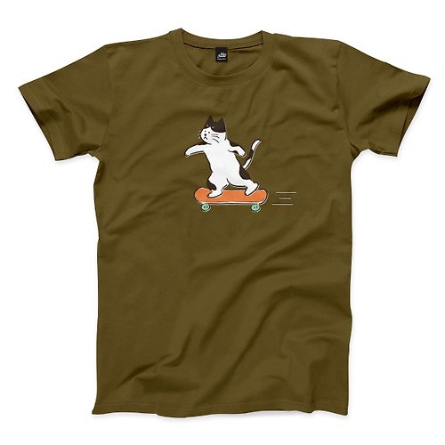 ViewFinder 滑板貓 kuku - 軍綠 - 中性版T恤