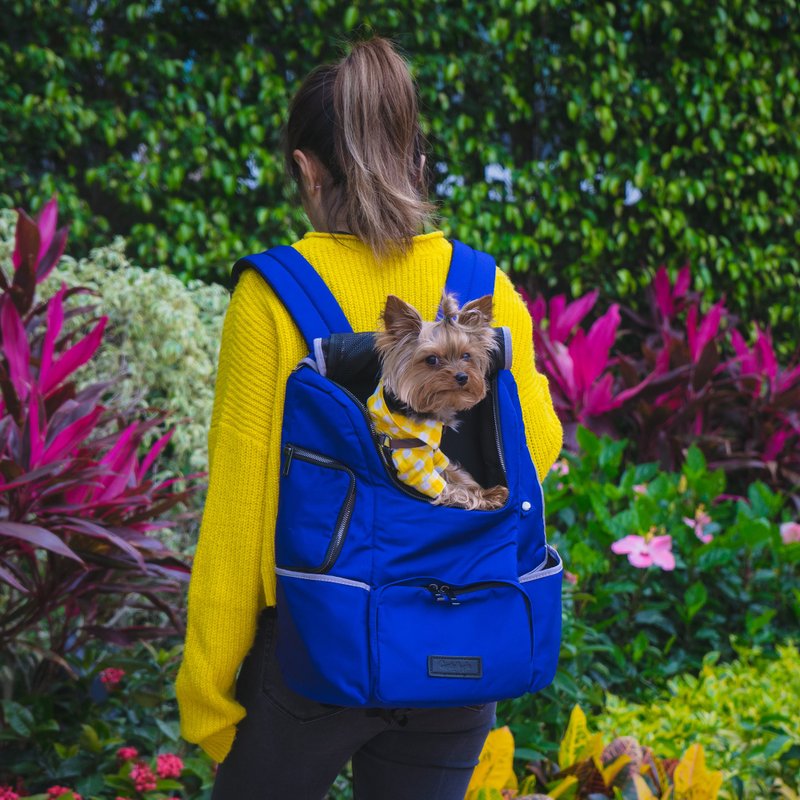 Biewer Backpack Dog Carrier - กระเป๋าสัตว์เลี้ยง - ผ้าฝ้าย/ผ้าลินิน สีน้ำเงิน