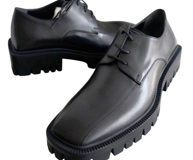 BALENCIAGA Black Leather Square-Toe Dress Shoes - Shop