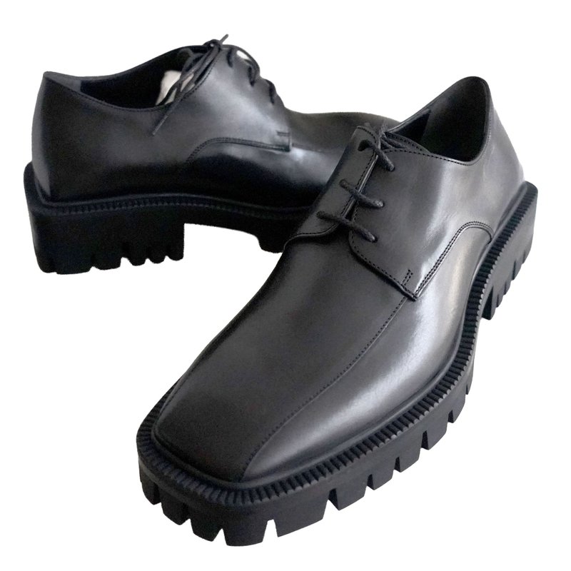 EU39 BALENCIAGA黑色真皮方角鞋底紳士皮鞋 上班西裝禮服宴會派對 - 男皮鞋 - 真皮 黑色