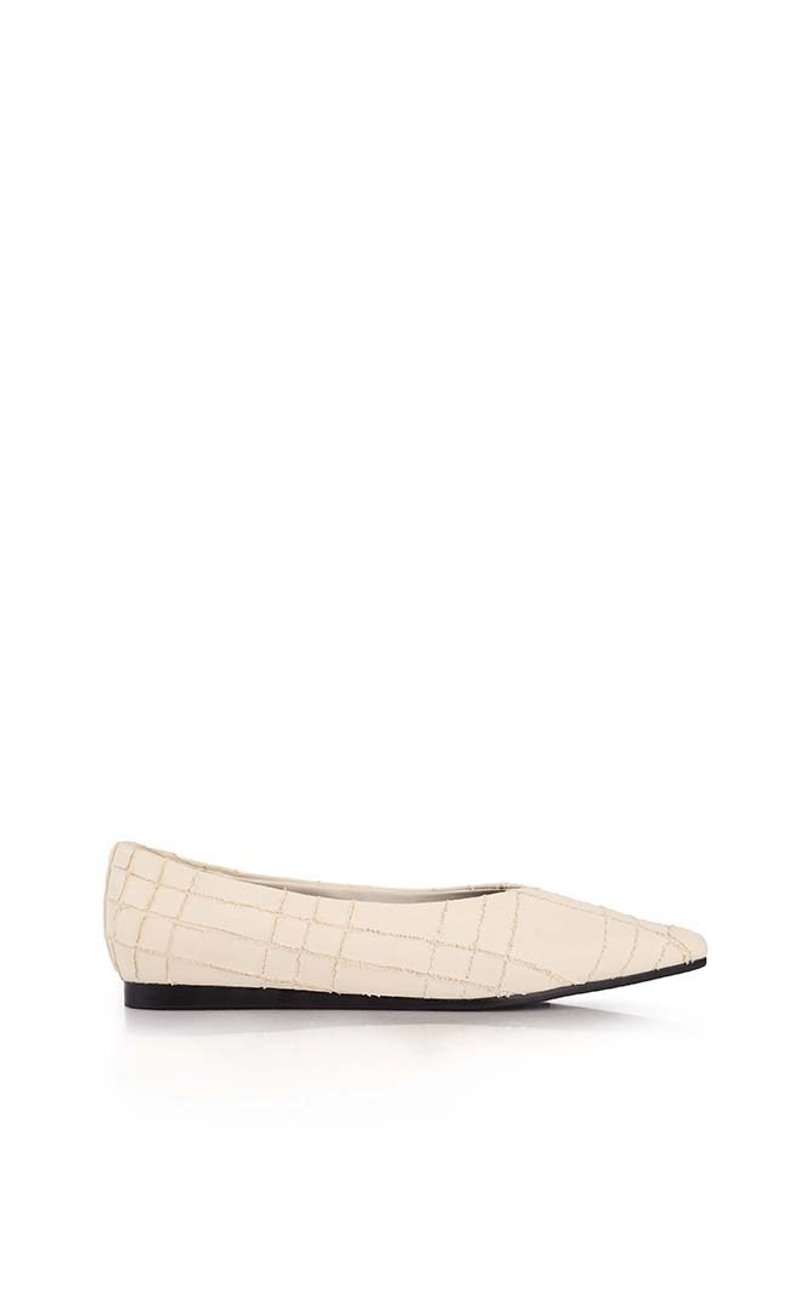 AISLE by abcense Keily distressed flats-white - Mary Jane Shoes & Ballet Shoes - Genuine Leather White