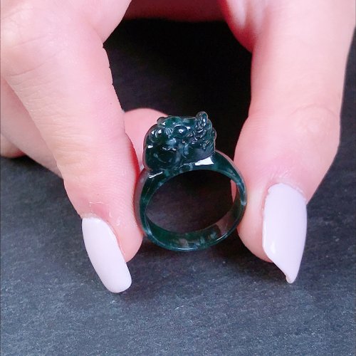 瓔珞珠寶盒 E.L.Jewelry Box 【招財】老坑綠翡翠貔貅戒指戒圈 | 國際10圍|天然翡翠A貨|送禮