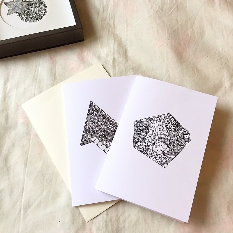 Gift Coloring Cards in Tangles Art (2PCS/SET) - การ์ด/โปสการ์ด - กระดาษ ขาว