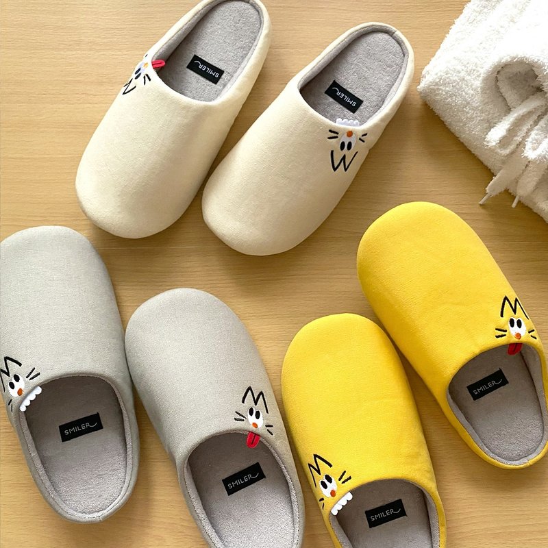 【Zippa】室內拖鞋 3 色 2 尺寸可選 - 室內拖鞋 - 棉．麻 白色