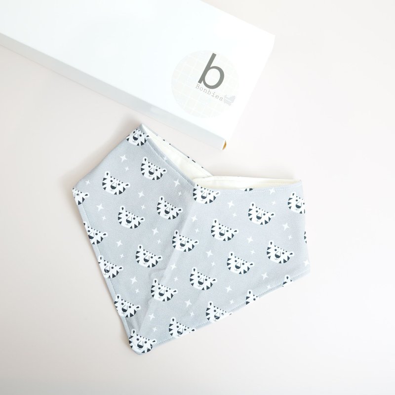 Bonbies Organic Cotton Baby Triangle Bib/Saliva Towel - ผ้ากันเปื้อน - ผ้าฝ้าย/ผ้าลินิน ขาว