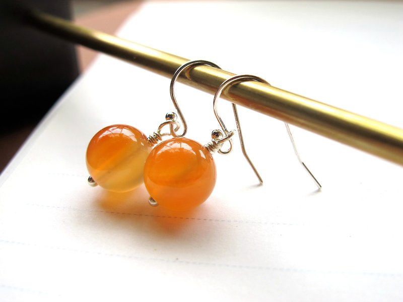 Natural Orange Agate 925 Silver Jewelry [Natural Silly] Eliminate Stress - Earrings & Clip-ons - Crystal Orange
