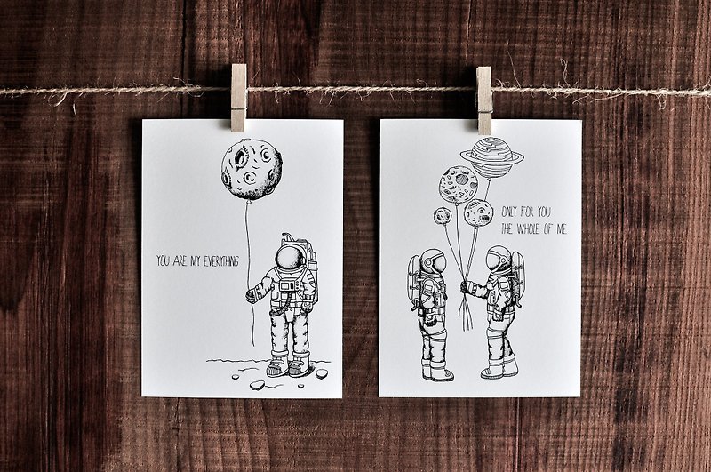 愛情シリーズカード - 宇宙飛行士/はがき - カード・はがき - 紙 ホワイト