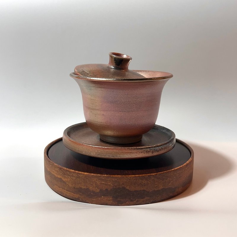 Wood-fired Rose Gold lid cup/Sancai cup/Handmade by Xiao Pingfan - Teapots & Teacups - Pottery 