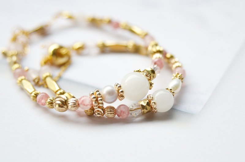 Magnificent Waltz - Bronze Pearl Mother's Milk Jewelry Bracelet (Parent-child) - Bracelets - Copper & Brass Pink