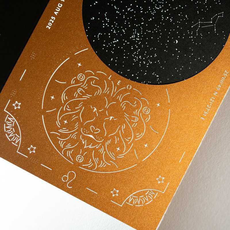 獅子座-星座系列客製卡片 - 卡片/明信片 - 紙 金色
