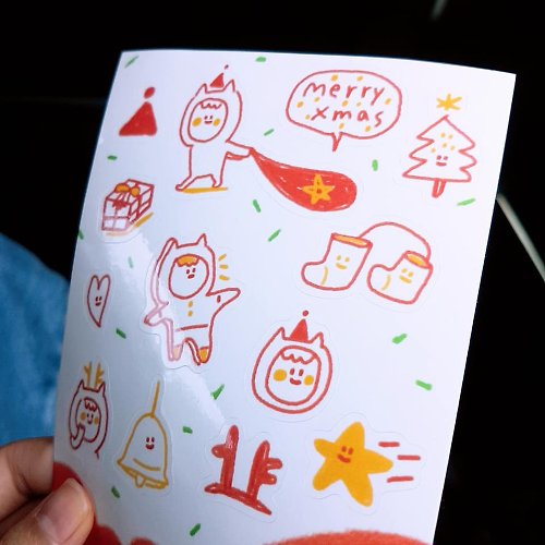 Ning's可愛小藍 Ning's 割型貼紙-聖誕節