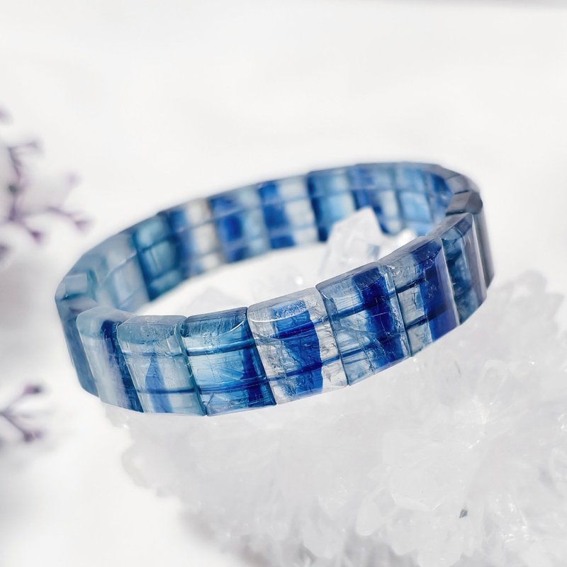 頂級玉化藍晶石 冰透 眉心輪 喉輪 收藏 手排 手鍊 單品 禮物 - 手鍊/手環 - 寶石 藍色