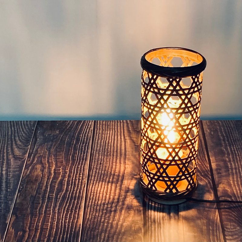 Double hexagonal bamboo table lamp - Lighting - Bamboo Brown