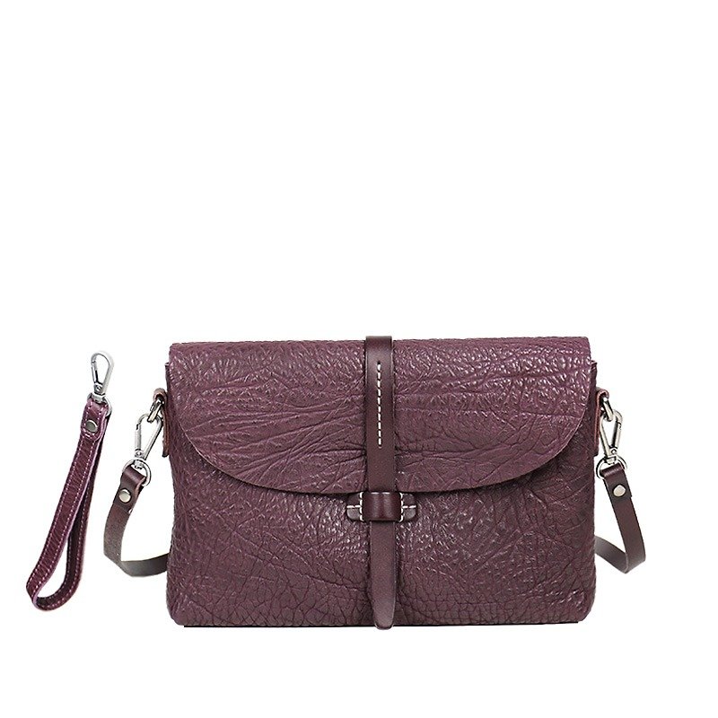 Exhibits clear Margarita wrinkled cowhide shoulder bag clutch dual-use bag-purple - กระเป๋าคลัทช์ - หนังแท้ สีม่วง
