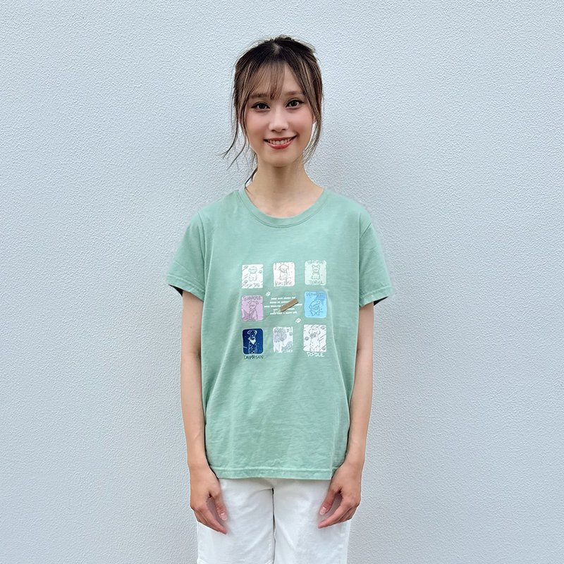 Hana Mokuba 小狗九宮格印花圓領上衣 - 女上衣/長袖上衣 - 其他材質 