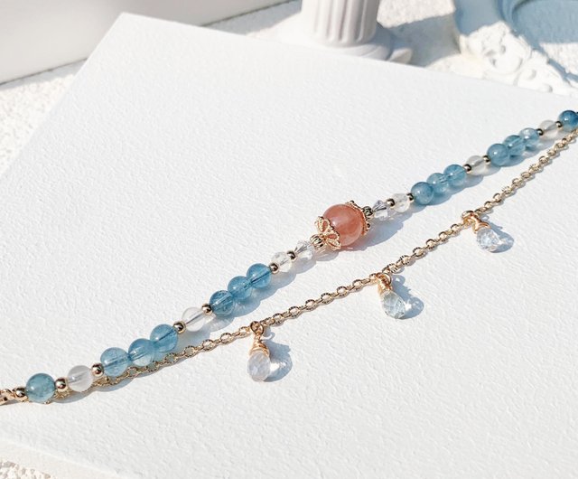 天然 アクアマリン ブレスレット レディース ピンクゴールド 加工 天然石 3月 誕生石 天然 アクアマリン ブレスレット レディース ピンクゴールド 加工