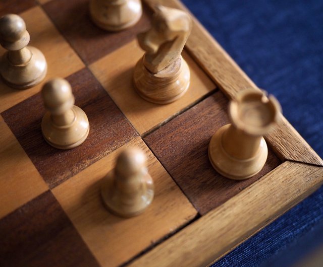 Antique Chaturanga Game Board With Pieces Stock Photo - Download