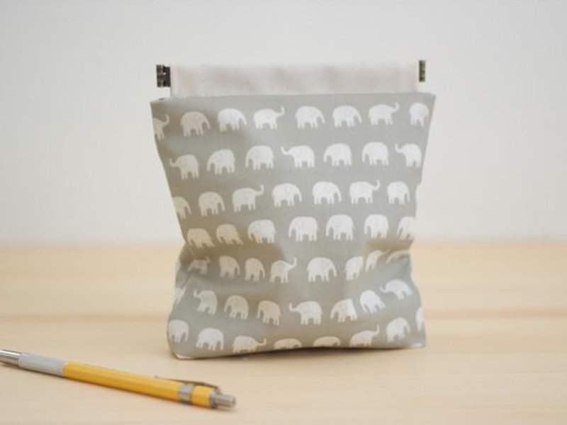 Laminated Fabric Charger case, Cosmetic pouch, Ditty bag, Make-up Case, Travel pouch Waterproof / gray elephants - Toiletry Bags & Pouches - Other Materials Silver