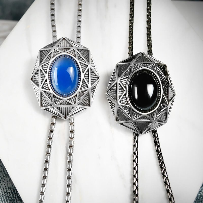 Zhenbao series Paul tie Bolo Tie tie necklace metal rope tie long necklace - Ties & Tie Clips - Other Metals Silver