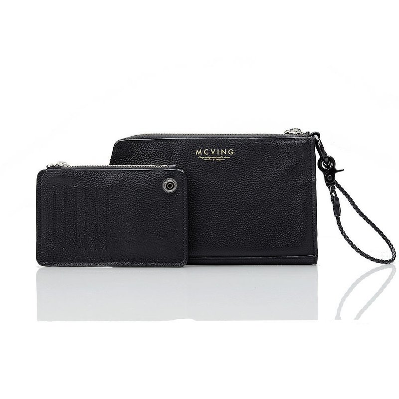 Hand bag - black leather - Clutch Bags - Genuine Leather Black
