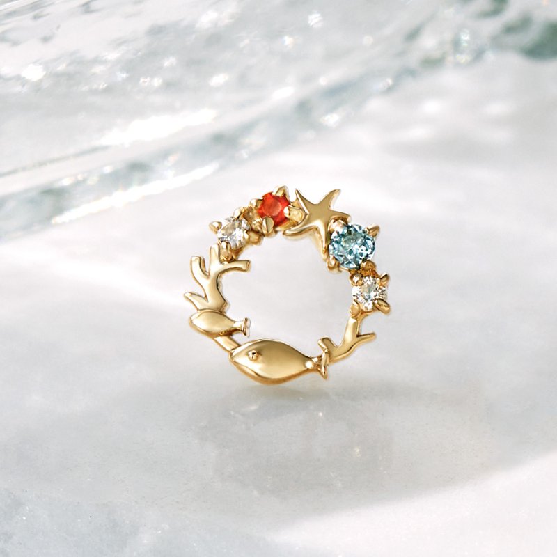 【Solo Earring】 18K/10K 珊瑚魚單邊耳環 (黃金) - 耳環/耳夾/耳骨夾 - 貴金屬 