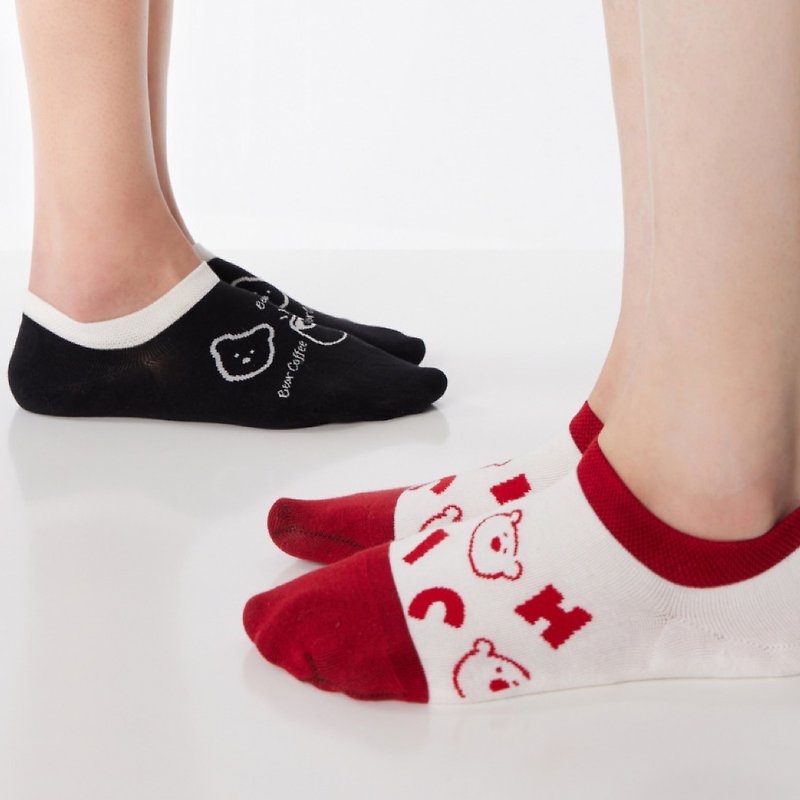 HM Net Red Bear Women's Ankle Socks 3 Colors Available - ถุงเท้า - ผ้าฝ้าย/ผ้าลินิน หลากหลายสี