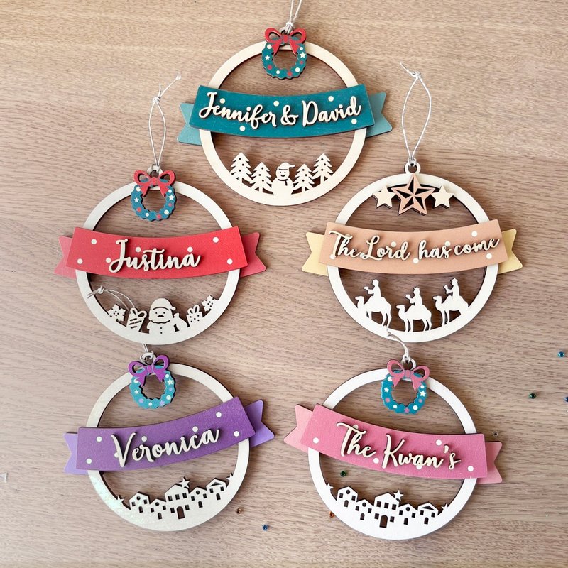【聖誕限定】Christmas Ornament 自訂名字聖誕吊飾 聖誕禮物聖誕 - 擺飾/家飾品 - 木頭 