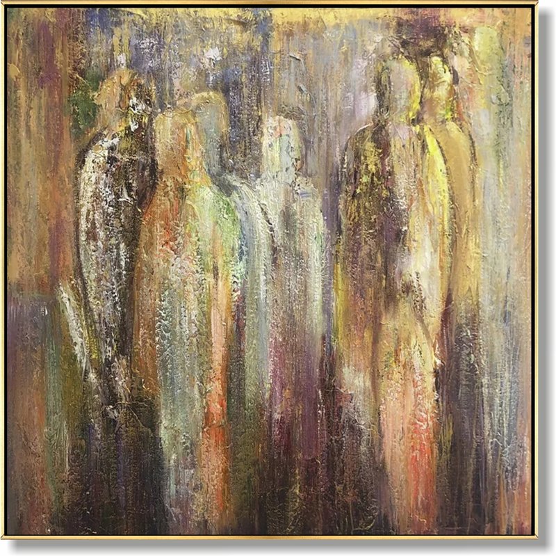Large Abstract Oil Paintings On Canvas Colorful Abstract Painting Original Art - 壁貼/牆壁裝飾 - 壓克力 金色