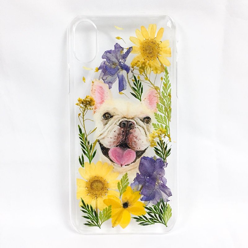 Taiwan Free Shipping/Customized Gifts/Hand-painted Animal X Pressed Flower Phone Case - Phone Cases - Plants & Flowers Multicolor
