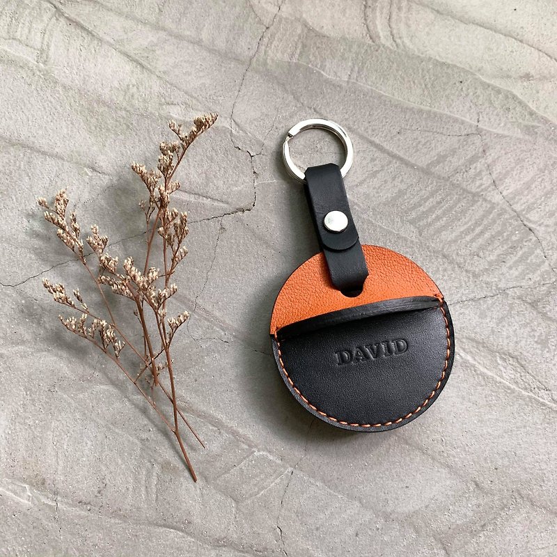 gogoro key leather case customized key ring style orange + hacker customized gift - ที่ห้อยกุญแจ - หนังแท้ สีส้ม