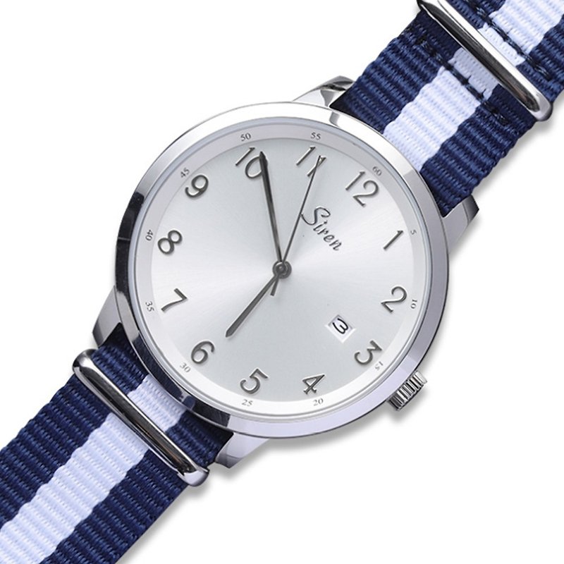SIREN Classic Collection – White & Silver Nato Strap - Men's & Unisex Watches - Stainless Steel White