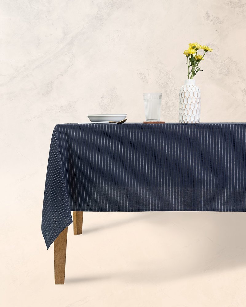 Han&Co. Table Cloth – Navy Dot | Navy Dot HCTBC11 桌布 - Dining Tables & Desks - Cotton & Hemp Blue