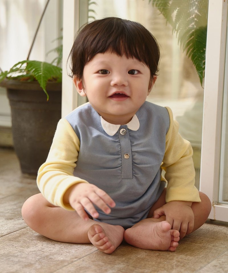 Elegant denim stitching onesies - เสื้อยืด - ผ้าฝ้าย/ผ้าลินิน 