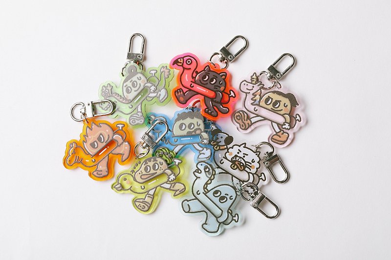 BOPOMOO HOTHOT SUMMER animal swimming ring pendant series color pendant blind draw, a total of 9 styles - Charms - Acrylic Multicolor
