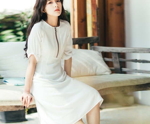 陳庭妮17夏の新しい白の半袖ワンピースドレス ショップ アンネチェンのオリジナルデザイナーブランド ワンピース Pinkoi