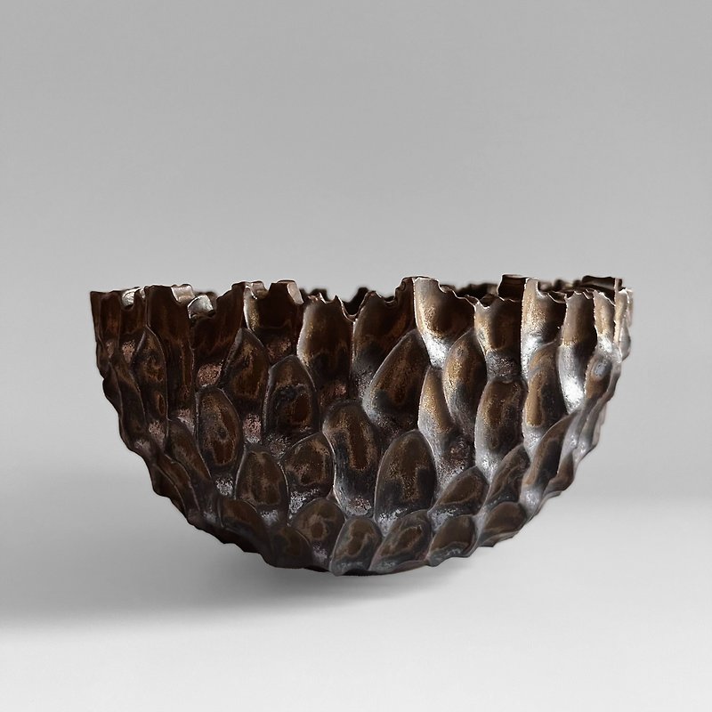 FLYER turtle shell pattern metal glaze pottery pot root succulent agave ivory palace plant pot - เซรามิก - ดินเผา 