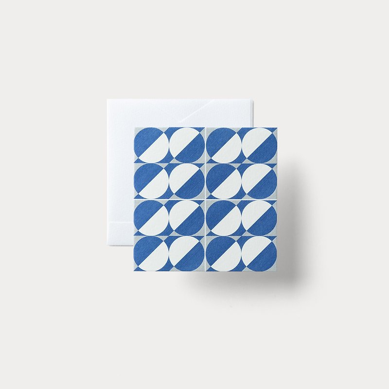 二つ折りメッセージカード　Tile Series: 02 - 卡片/明信片 - 紙 藍色